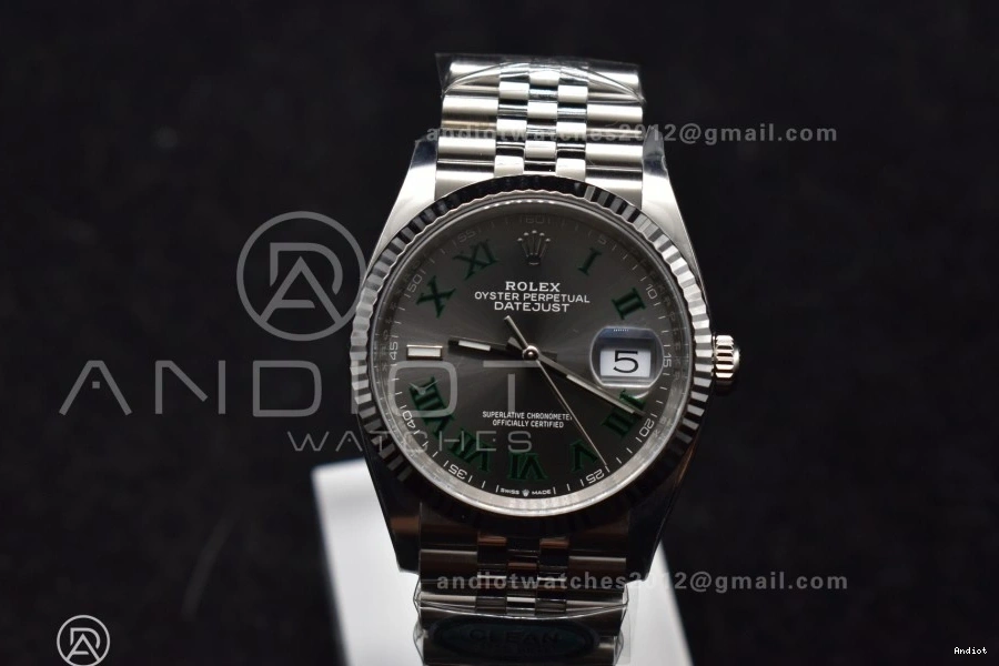 36 126234 Green Steel Jubilee VR3235 Clean Markers Bracelet on Gray Edition 904L Best DateJust Roman 1:1 Dial 0503